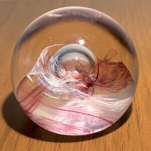 CAITHNESS glass paperweight “moon crystal” signed Scotland vintage Mcm